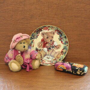 Franklin Mint "Teddy's First Christmas" Collector Plate & Bear, Excellent Cond,